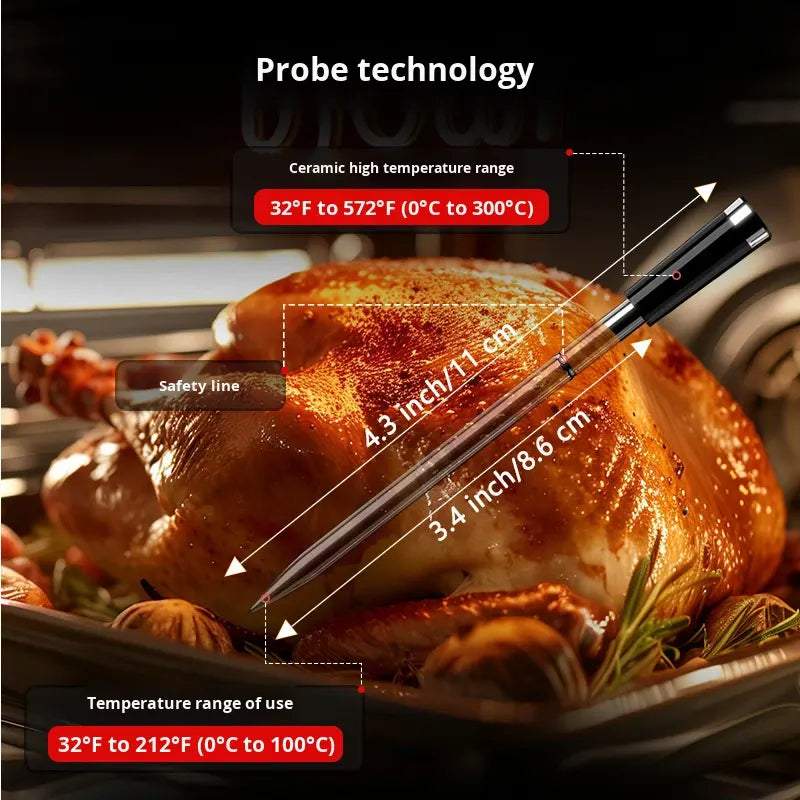 Wireless Smart Meat Thermometer IP67 Waterproof – Dual Probes, App Control Digital BBQ & Cooking Thermometer
