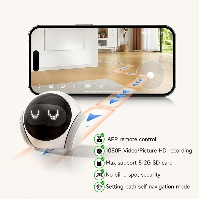 Tuya Smart 1080P Pet WiFi Camera Robot – Auto Recharge, Mobile Tracking, Night Vision & Two-Way Audio