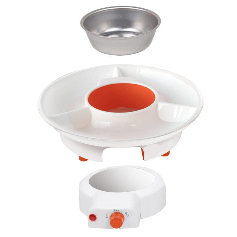 Electric Fondue Pot Set with Temperature Control – Detachable Serving Trays & 2 Roasting Forks for Chocolate & Cheese